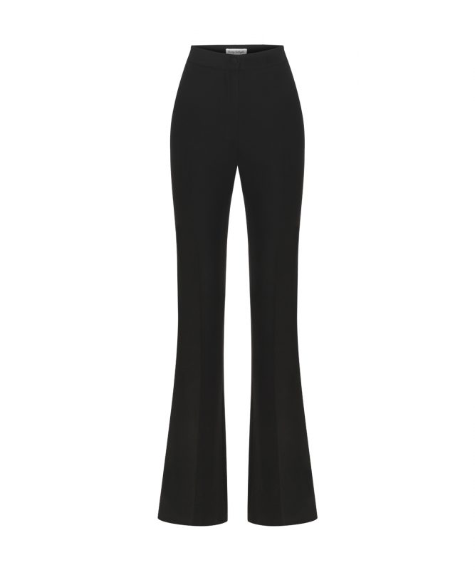 Black Crepe High Waisted Trousers - Simay Kislaoglu Design